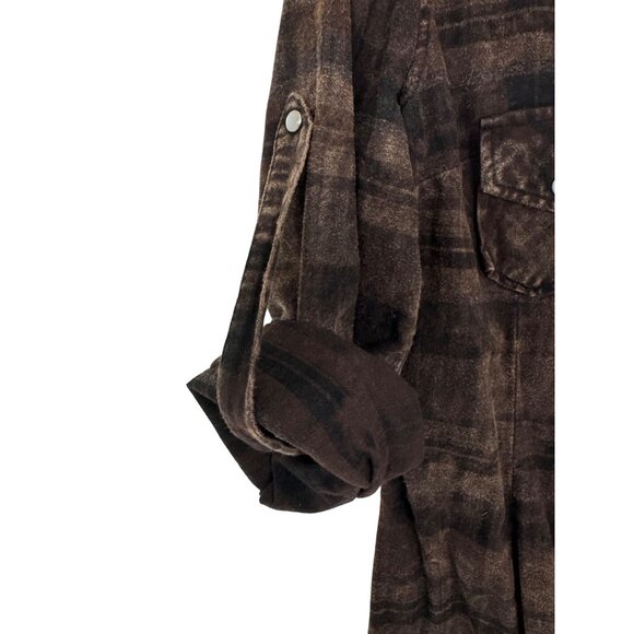 Size M NEW The Nu Vintage Plaid Animal Print Faux-Fur Pearl Snap Top‎ Shirt - Picture 6 of 9